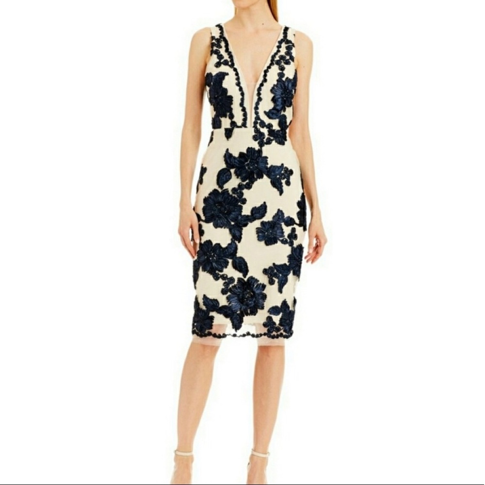 NWT Nicole Miller Plunge Illusion Dress Size 6